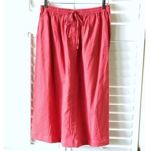 Linen Coral Midi Skirt